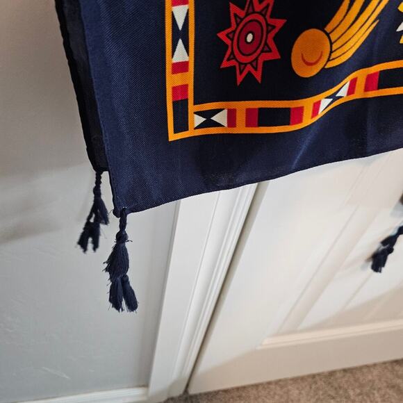 Floral Kimono Womens 2X Red Sun Moon Fringe Open Indie Relaxed Boho Festival - Picture 7 of 11